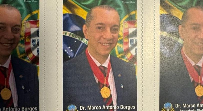 Imagem de Marco Borges, primeiro português num selo do Brasil